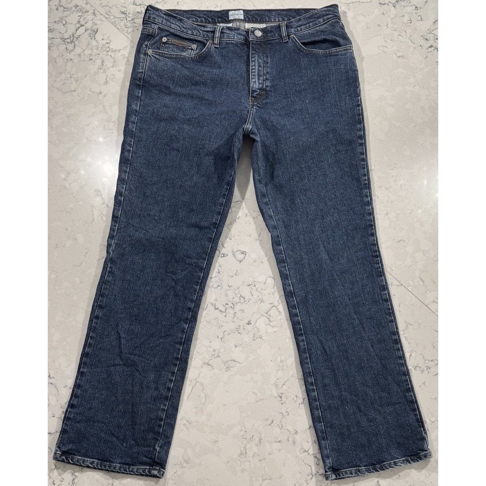 Calvin Klein Bootcut Jeans Womens 14 Blue Medium Wash Stretch Mid Rise Denim